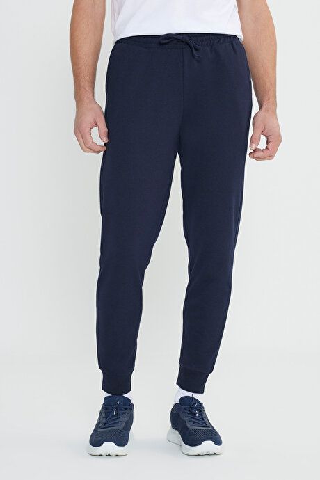 Standard Fit Regular Fit 2 Thread Pockets Comfortable Recycle Cotton Jogger Navy Blue Sweatpants ET5124200002LAC