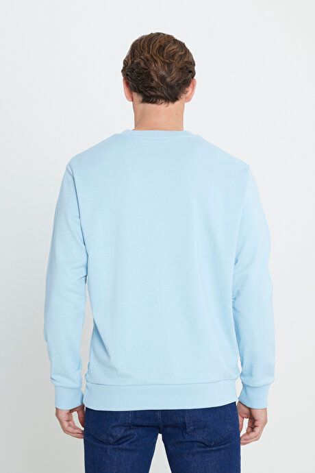 Standard Fit Regular Fit Crew Neck Cotton Light Blue Sweatshirt ET5200000001amv