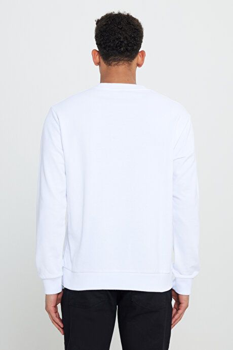 Standard Fit Regular Fit Crew Neck Cotton White Sweatshirt ET5200000001BYZ