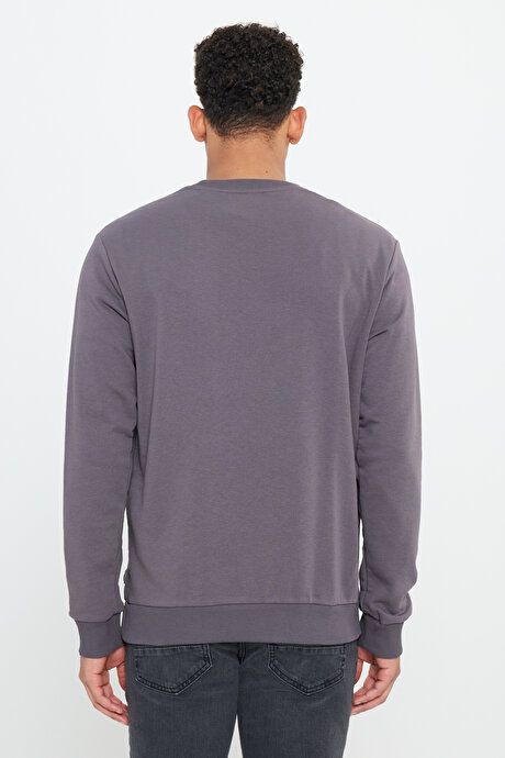 Standard Fit Regular Fit Crew Neck Cotton Dark Gray Sweatshirt ET5200000001KGR