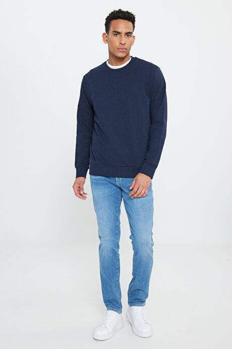 2-Pack Cotton Standard Fit Regular Fit Crew-Neck Navy-Gray Melange Sweatshirt ET520000P202LGJ