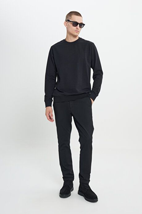 2 Pack Cotton Standard Fit Regular Fit Crew Neck Black Sweatshirt ET520000P202SYH