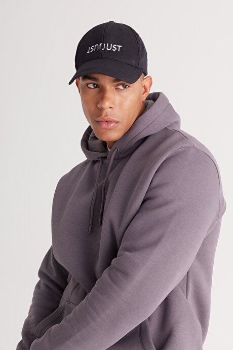 Standard Fit Regular Fit Fleece Inside 3 Yarn Hooded Kangaroo Pocket Cotton Dark Gray Sweatshirt ET5224100014KGR