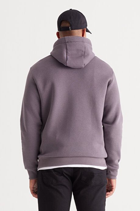 Standard Fit Regular Fit Fleece Inside 3 Yarn Hooded Kangaroo Pocket Cotton Dark Gray Sweatshirt ET5224100014KGR