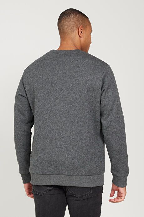 Standard Fit Regular Fit 3 Yarn Crew Neck Cotton Anthracite-Melange Sweatshirt ET5224100049ANM