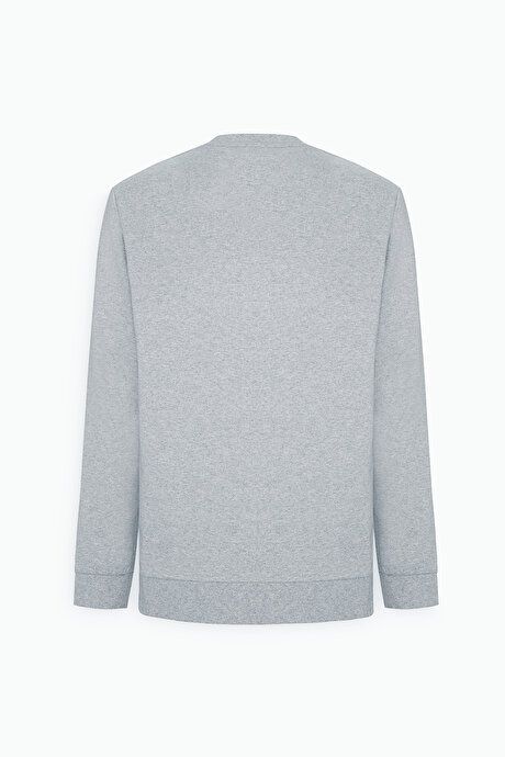 Standard Fit Regular Fit 2 Yarn Recycle Cotton Crew Neck Gray Melange Sweatshirt ET5224200011GMJ