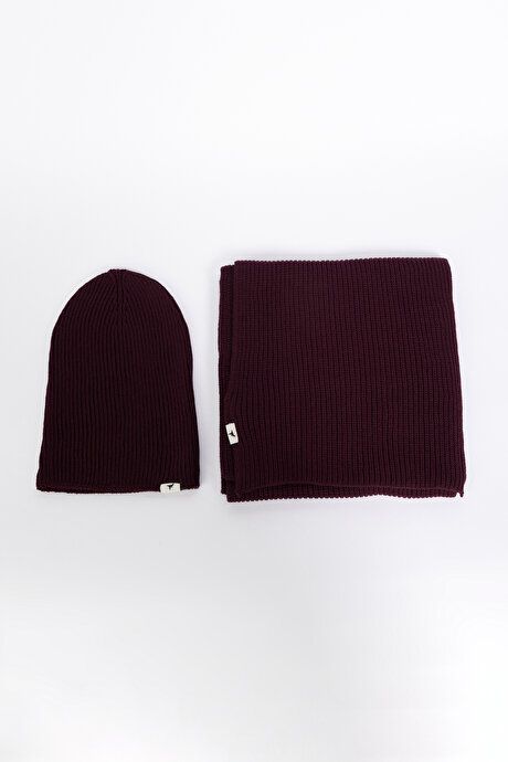 Windproof Warm Sweater Scarf-Beanie Burgundy Set ET9724100001BRD