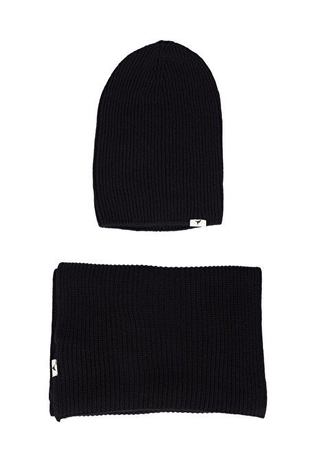 Windproof Warm Sweater Scarf-Beanie Black Set ET9724100001SYH