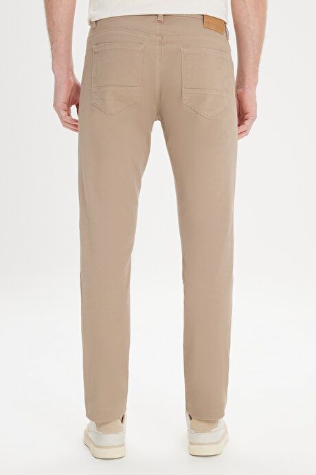 Slim Fit Slim Fit 5 Pocket Dobby Stretch Beige Trousers YDA012420021BEJ