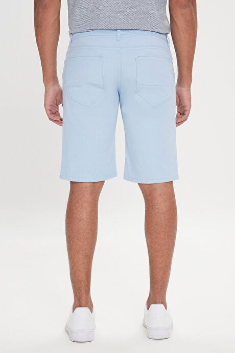 Slim Fit Slim Fit Side Pockets Seersucker Print Light Blue Shorts YDA022420007amv