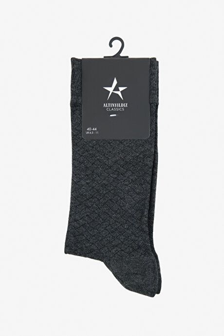 Cotton Patterned Single Anthracite Socks YDA252420029ATR