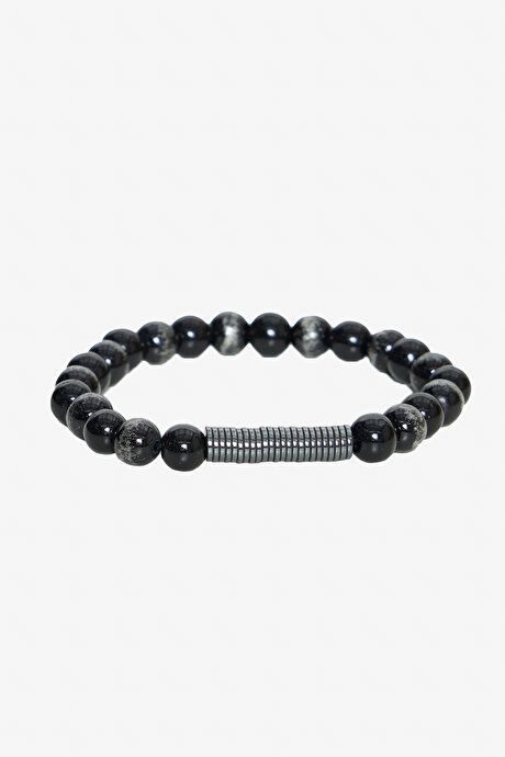 Natural Stone Beads Black-Gray Bracelet YDA262420001syg