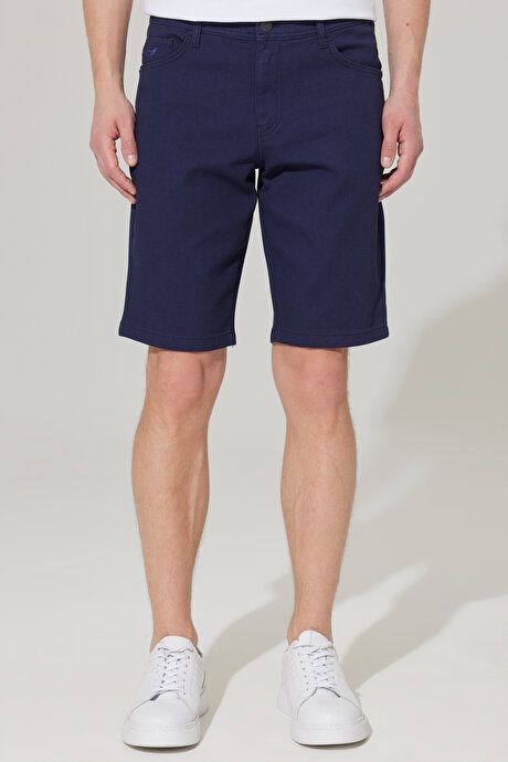 Slim Slim Fit 5 Pocket Dobby Navy Blue Shorts 4A0223200002LAC