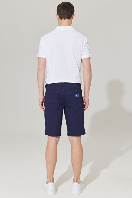 Slim Slim Fit 5 Pocket Dobby Navy Blue Shorts 4A0223200002LAC