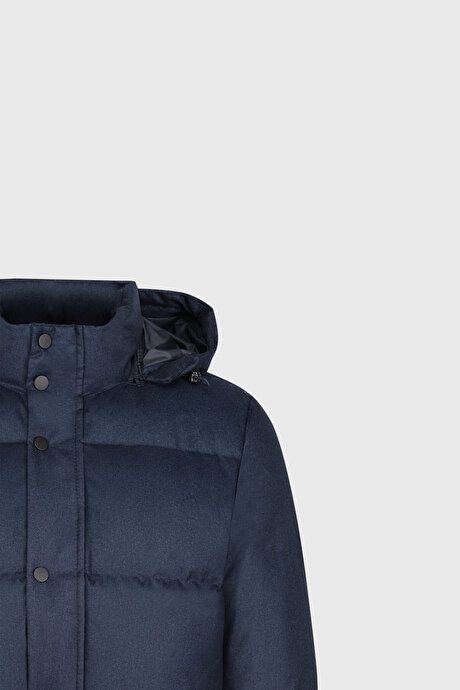 Standard Fit Regular Fit Hooded Navy Blue Coat 4A0724100009LAC