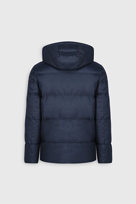 Standard Fit Regular Fit Hooded Navy Blue Coat 4A0724100009LAC