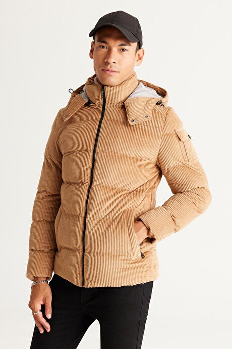 Standard Fit Regular Fit Hooded Beige Coat 4A0724100013BEJ