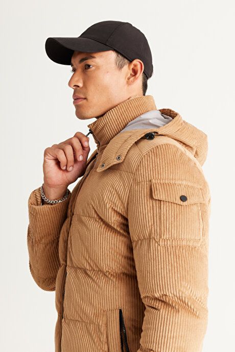 Standard Fit Regular Fit Hooded Beige Coat 4A0724100013BEJ