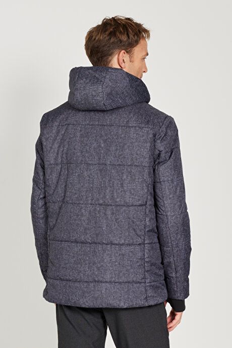 Standard Fit Regular Fit Hooded Patterned Anthracite Coat 4A0824100014ATR