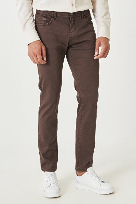 360 Degree Stretchy Comfortable Slim Fit Brown Pants 4A1400000002KHV