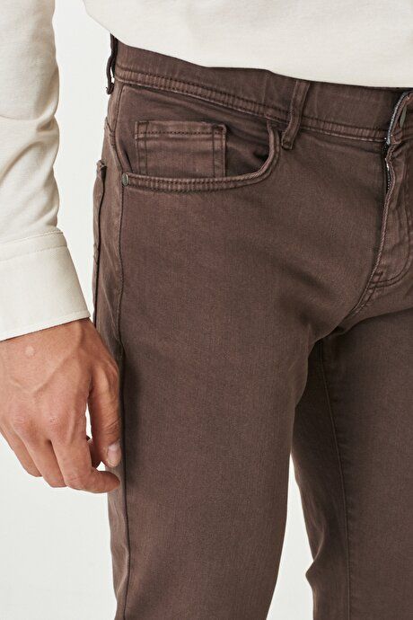 360 Degree Stretchy Comfortable Slim Fit Brown Pants 4A1400000002KHV