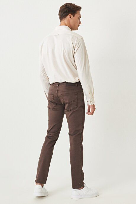 360 Degree Stretchy Comfortable Slim Fit Brown Pants 4A1400000002KHV