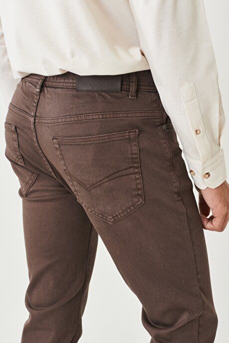 360 Degree Stretchy Comfortable Slim Fit Brown Pants 4A1400000002KHV