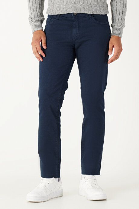 360 Degree Stretchy Comfortable Slim Fit Navy Blue Pants 4A1400000002LAC