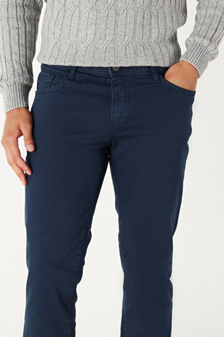 360 Degree Stretchy Comfortable Slim Fit Navy Blue Pants 4A1400000002LAC