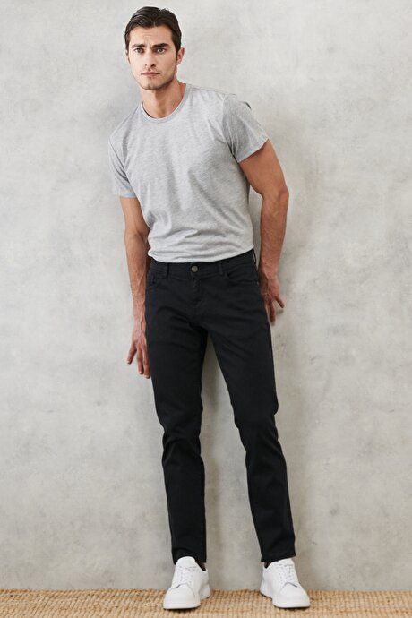 360 Degree Stretchy Comfortable Slim Fit Black Pants 4A1400000002SYH