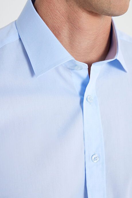 Water and Stain Repellent 100% Cotton Nano Slim Fit Slim Fit Classic Collar Light Blue Shirt 4A2000000030amv