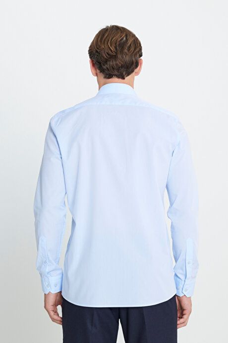 Water and Stain Repellent 100% Cotton Nano Slim Fit Slim Fit Classic Collar Light Blue Shirt 4A2000000030amv