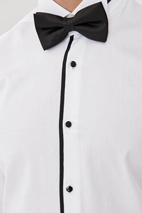 Grooming Suit Horse Collar Tailored Slim Fit White-Black Shirt 4A2020200200205BYS