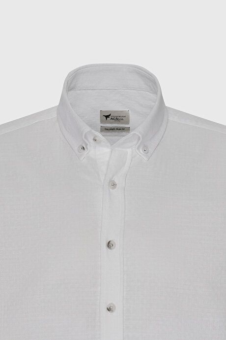 Slim Fit Slim Fit 100% Cotton Button-down Collar Dobby White Shirt 4A2022200071BYZ