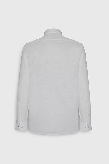 Slim Fit Slim Fit 100% Cotton Button-down Collar Dobby White Shirt 4A2022200071BYZ