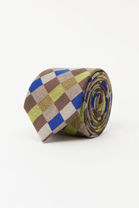 100% Wool Yellow-Blue-Brown Tie 4A2122100069SMK