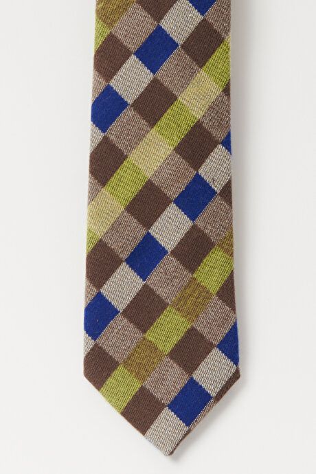 100% Wool Yellow-Blue-Brown Tie 4A2122100069SMK