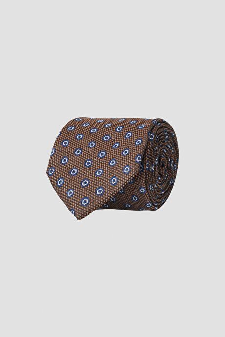 Patterned Classic Brown-Navy Blue Tie 4A2122200037KHL