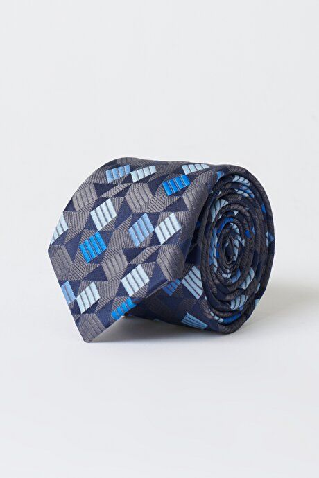 Patterned Anthracite-Navy Blue Tie 4A2122200066ATL