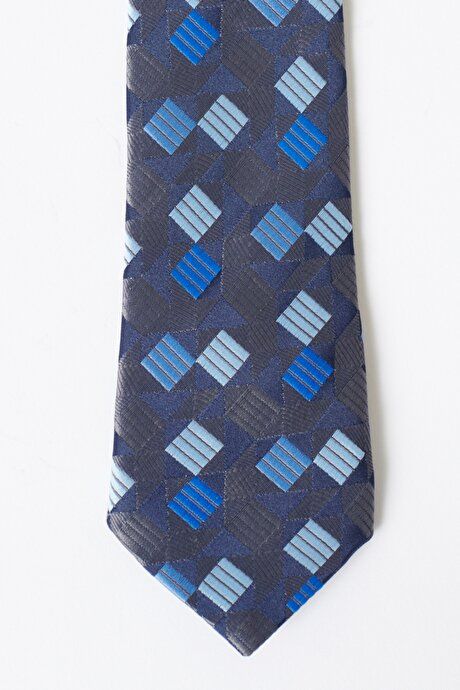 Patterned Anthracite-Navy Blue Tie 4A2122200066ATL