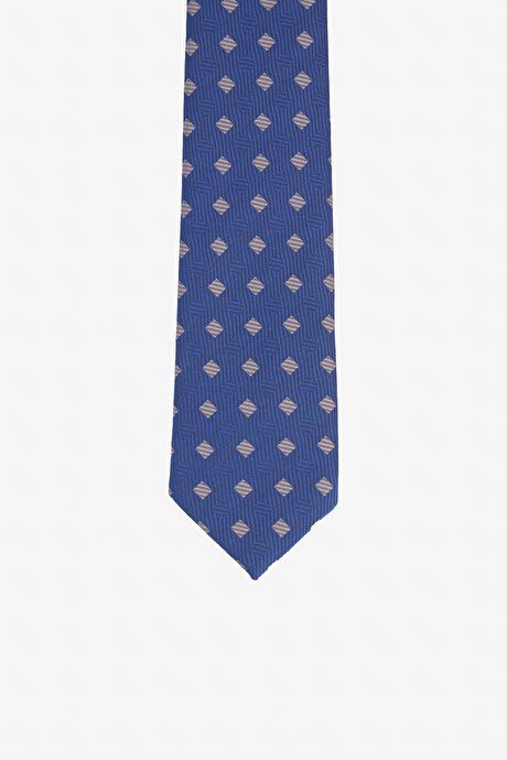 Patterned Navy Blue-Grey Tie 4A2123200315LAG