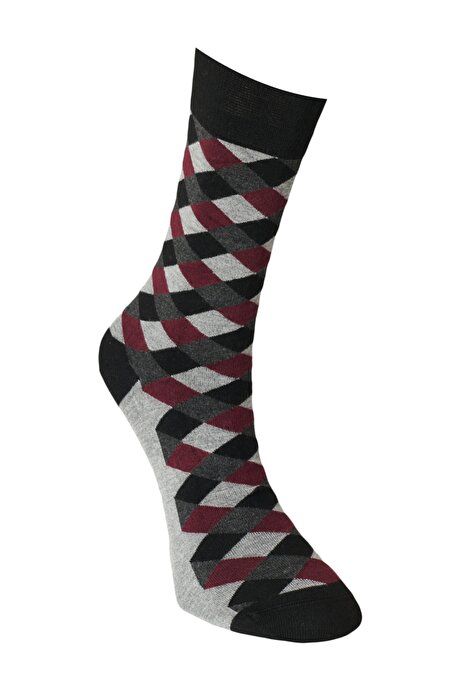 Bambulu Single Burgundy-Grey-Black Socks 4A2522100000064BGH