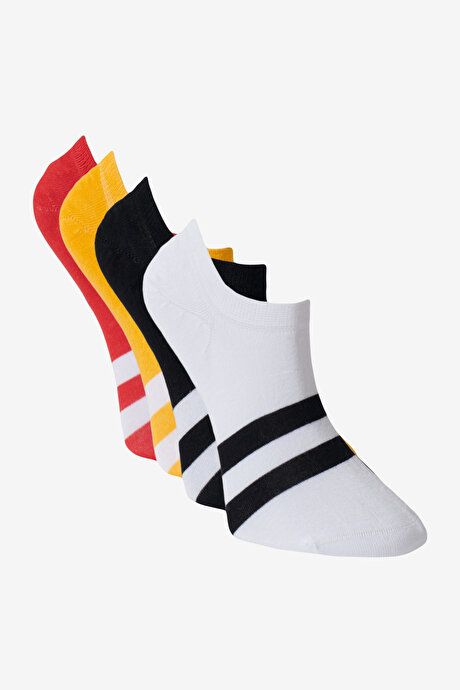 4-Piece Patterned Bamboo Black-Mustard-White Socks 4A2522200218SHZ