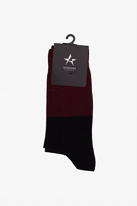 Patterned Burgundy-Black Socks 4A2523100014BRS