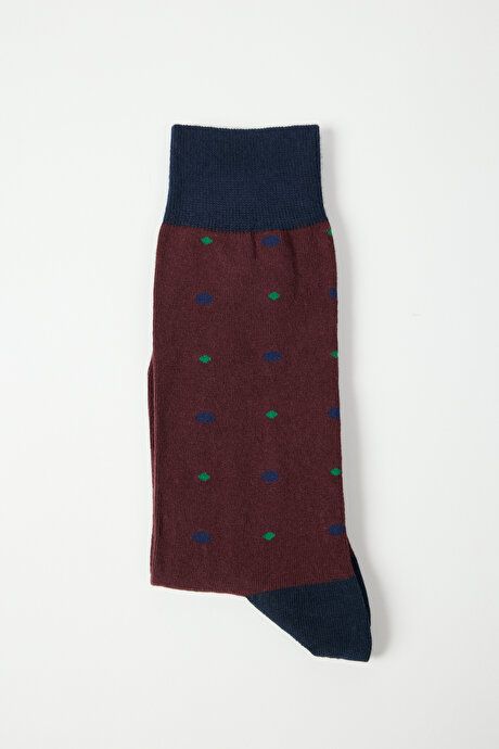 Patterned Socket Burgundy-Navy Socks 4A2523100015BRL