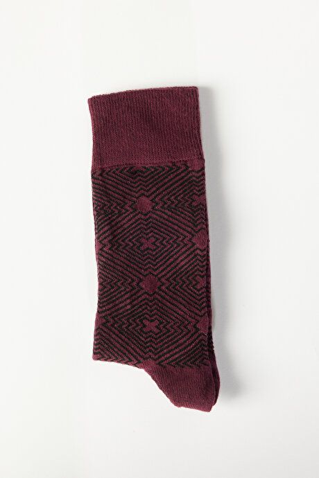 Patterned Socket Burgundy-Black Socks 4A2523100016BRS