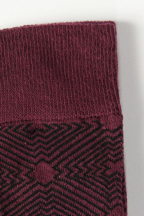 Patterned Socket Burgundy-Black Socks 4A2523100016BRS