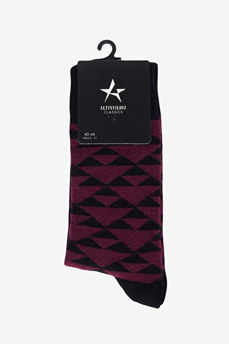 Patterned Socket Burgundy-Black Socks 4A2523100019BRS