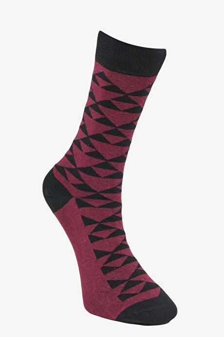 Patterned Socket Burgundy-Black Socks 4A2523100019BRS