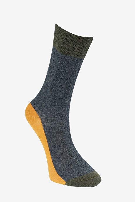 Patterned Single Socket Anthracite Mustard Socks 4A2523100028ANH